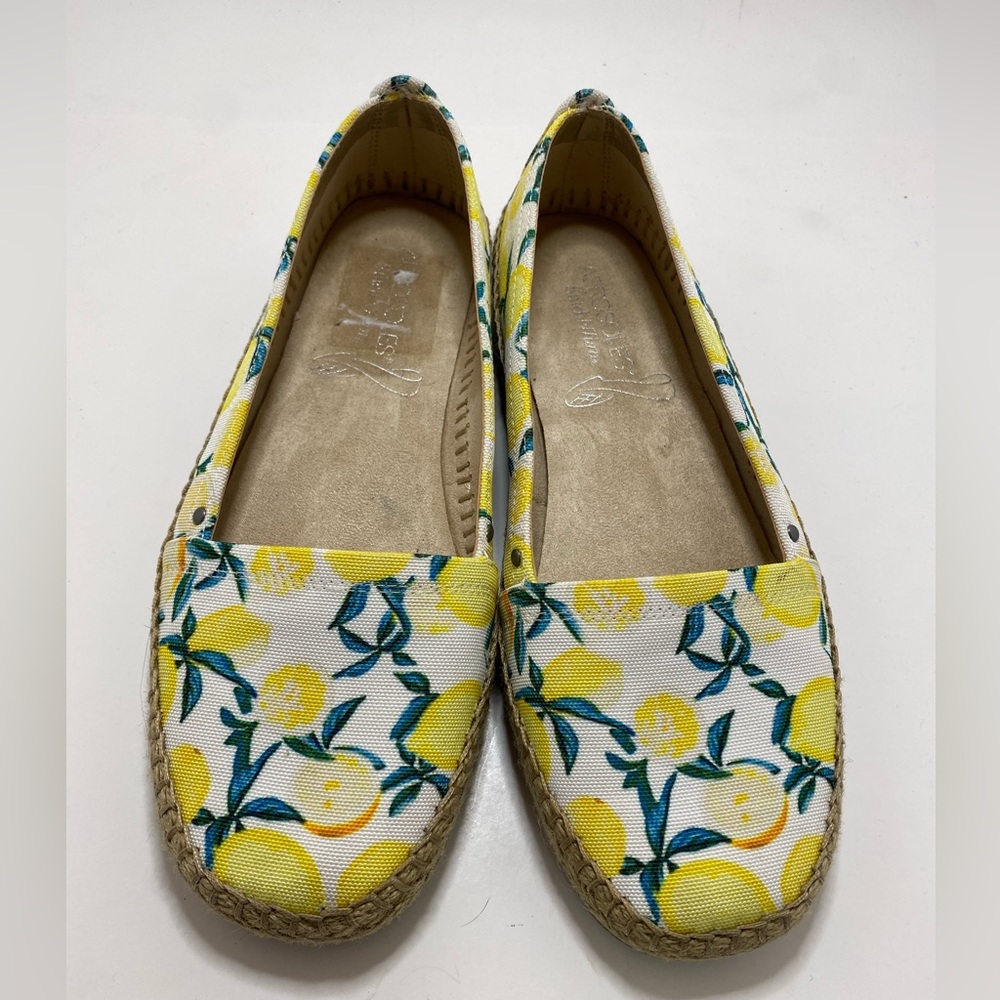 Aerosoles Solitaire Lemon Print Slip On Espadrilles Size 8